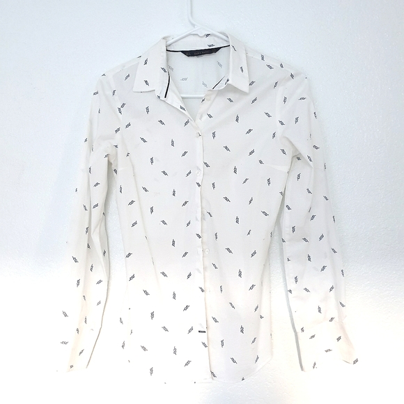 Zara Basic white nautical cord botton down Shirt size S - Picture 1 of 5